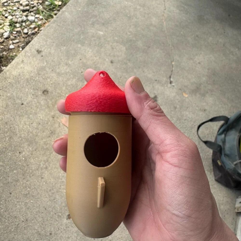Red and Tan Birdhouse humming bird